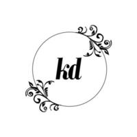 inicial kd logotipo monograma letra elegância feminina vetor
