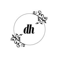 inicial dh logotipo monograma letra elegância feminina vetor