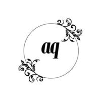 inicial aq logotipo monograma letra elegância feminina vetor