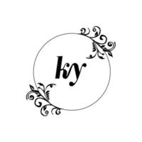 inicial ky logotipo monograma carta elegância feminina vetor
