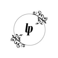 inicial lp logotipo monograma carta elegância feminina vetor