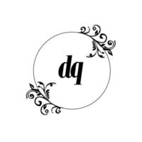 inicial dq logotipo monograma letra elegância feminina vetor