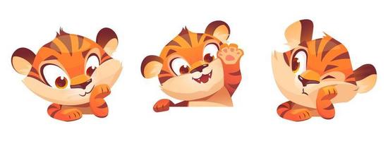 personagem de desenho animado de tigre fofo, mascote animal engraçado vetor