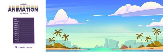 fundo de paralaxe com paisagem de praia do mar vetor