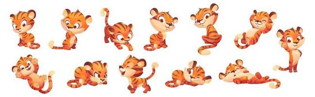personagem de tigre fofo, mascote de animais selvagens vetor