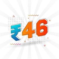 Imagem de moeda vetorial de 46 rupias indianas. 46 rupias símbolo texto em negrito ilustração vetorial vetor