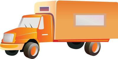 caminhão laranja, ilustração, vetor em fundo branco.