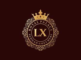 letra lx antigo logotipo vitoriano de luxo real com moldura ornamental. vetor