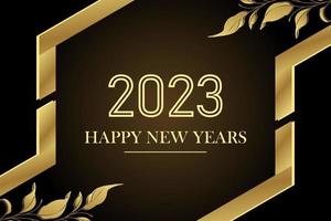 2023 feliz ano novo com design de fundo floral. cartão de felicitações, banner, pôster. ilustração vetorial. vetor