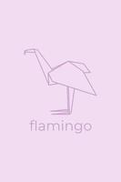 origami de flamingo. design de logotipo de flamingo de arte de linha abstrata. origamis de animais. arte de linha animal. ilustração de contorno de loja de animais. ilustração vetorial vetor