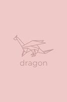 origami de dragão. design de logotipo de dragão de arte de linha abstrata. origamis de animais. arte de linha animal. ilustração de contorno de loja de animais. ilustração vetorial vetor