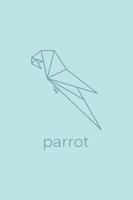 origami de papagaio. design de logotipo de papagaio de arte de linha abstrata. origamis de animais. arte de linha animal. ilustração de contorno de loja de animais. ilustração vetorial vetor
