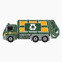 pinceladas editáveis estilo vista lateral ilustração vetorial de caminhões de lixo para fins relacionados à vida verde e limpeza do ambiente