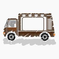estilo de pinceladas isoladas editáveis vista lateral ilustração vetorial de caminhão de comida móvel para elemento de arte de veículo ou design relacionado a negócios de comida e bebida vetor