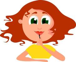menina com cabelo vermelho, ilustração, vetor em fundo branco.