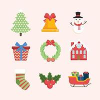 coleção de ícones de itens de natal coloridos vetor