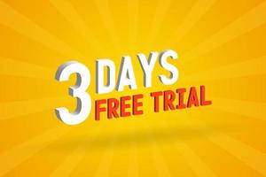 oferta gratuita 3 dias de teste grátis vetor de estoque de texto 3d