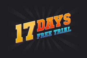 17 dias de teste gratuito de vetor de estoque de texto em negrito promocional