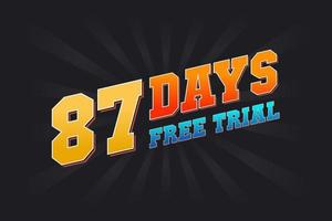 87 dias de teste gratuito de vetor de estoque de texto em negrito promocional