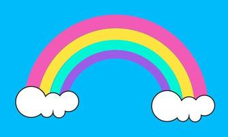 nuvens e arco-íris no estilo de origami do céu, papel de parede para o quarto das crianças, design de artesanato colorido quarto de bebê vetor mágico fundo infantil. vetor eps10