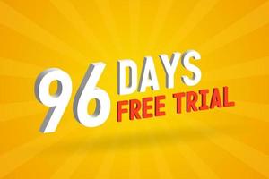 oferta gratuita 96 dias de teste gratuito vetor de estoque de texto 3d