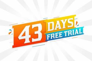 43 dias de teste gratuito de vetor de estoque de texto em negrito promocional