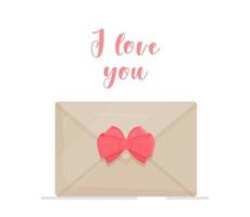 uma carta de amor para um ente querido. ilustração em vetor de eu te amo. proposta de casamento e coração.
