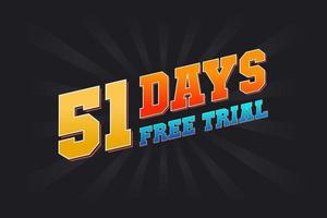 51 dias de teste gratuito de vetor de estoque de texto em negrito promocional