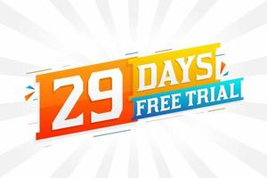 29 dias de teste gratuito de vetor de estoque de texto em negrito promocional
