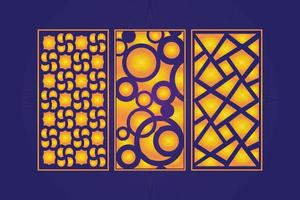 modelo de painéis de corte a laser de padrão abstrato floral cortado em molde decorativo ouro vetor