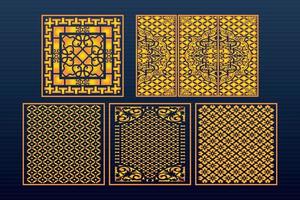 modelo de ouro geométrico abstrato conjunto de corte a laser decorativo vetor