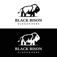 logotipo de design de silhueta de bisão, angus retrô, fundo isolado de búfalo selvagem. vetor de modelo.