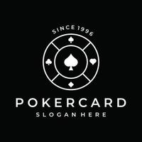 logotipo de design vintage casino poker ace, diamantes, corações e espadas. logotipo do clube de poker, torneio, jogo de azar, símbolo 777. vetor
