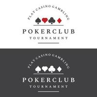 logotipo de design vintage casino poker ace, diamantes, corações e espadas. logotipo do clube de poker, torneio, jogo de azar, símbolo 777. vetor