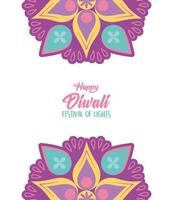 feliz festival das luzes de diwali. decoração floral mandala vetor