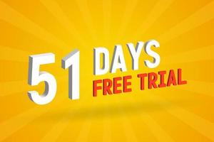 oferta gratuita 51 dias de teste gratuito vetor de estoque de texto 3d