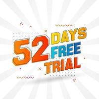 52 dias de teste gratuito de vetor de estoque de texto em negrito promocional