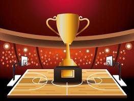 banner torneio de basquete com troféu vetor