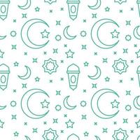 estrela de ornamento de lanterna de lua crescente ícone de padrão islâmico com design plano de estilo de contorno vetor