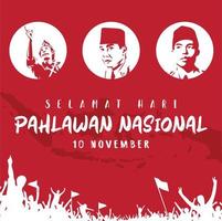 cartaz de hari pahlawan 10 de novembro vetor