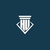 hu logotipo inicial do monograma para escritório de advocacia, advogado ou advogado com design de ícone de pilar vetor