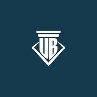 ub logotipo inicial do monograma para escritório de advocacia, advogado ou advogado com design de ícone de pilar vetor