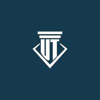 ut logotipo inicial do monograma para escritório de advocacia, advogado ou advogado com design de ícone de pilar vetor