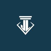 jl logotipo inicial do monograma para escritório de advocacia, advogado ou advogado com design de ícone de pilar vetor