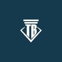 tb logotipo inicial do monograma para escritório de advocacia, advogado ou advogado com design de ícone de pilar vetor
