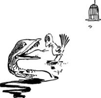 canário e cobra, ilustração vintage. vetor