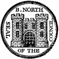 o selo de bridgenorth, um município parlamentar e municipal e cidade mercantil da inglaterra, ilustração vintage vetor