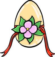 ovo de páscoa com flor, ilustração, vetor em fundo branco