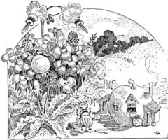 trabalho de jardinagem beatle, ilustração vintage vetor