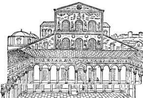 fachada, antiga st. peters roma, gravura vintage. vetor
